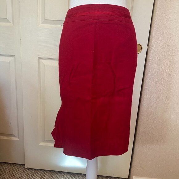 White House Black Market Flounce Hem Pencil Skirt Red Size 0 - Picture 1 of 5